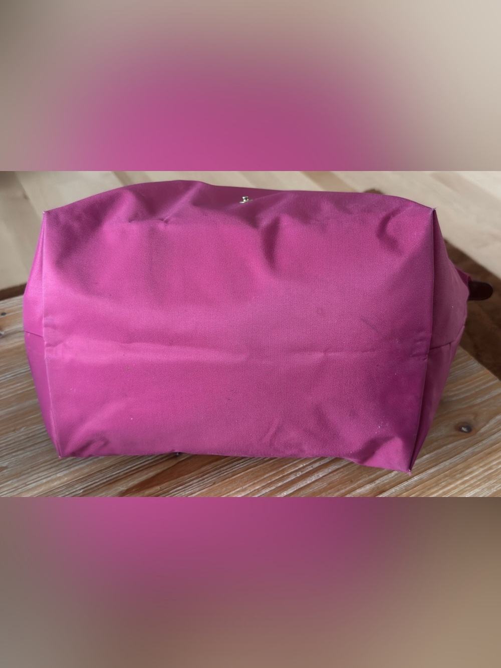 Longchamp Pink Nylon Tote with Brown Leather Trim - Picture 5 of 6